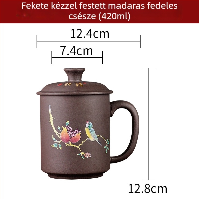 Yixing zisha teáscsésze kerámia belső szűrővel és tetővel, nagy kapacitás, otthoni vagy irodai használatra