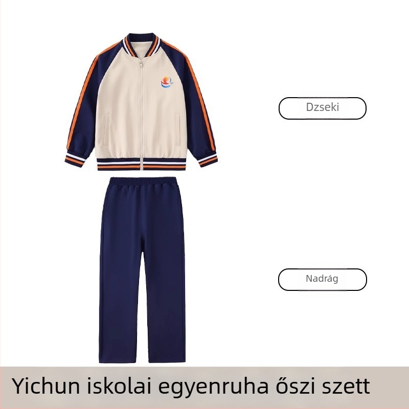 2025-ös egységes iskolai egyenruha – hosszú ujjú, kényelmes sportos szett általános és középiskolásoknak (tavasz–ősz)