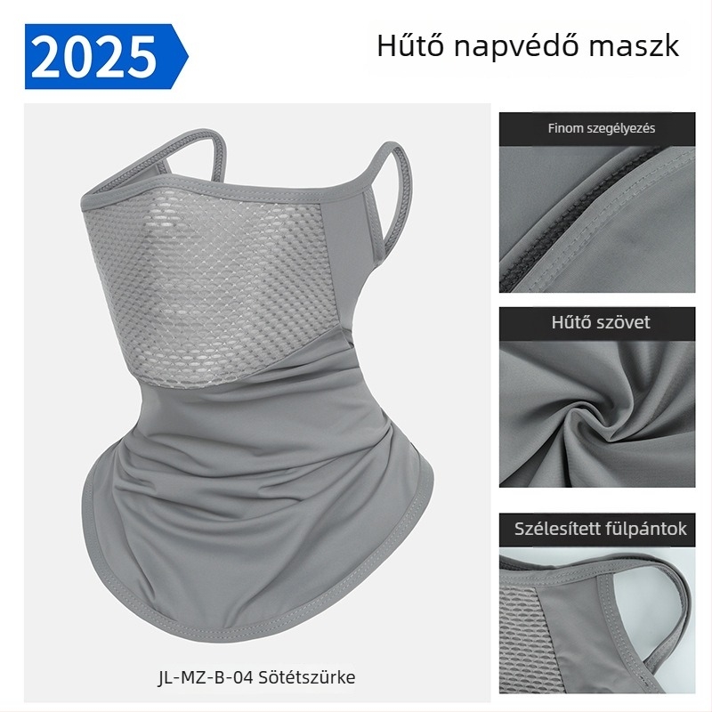 2025 nyári UV-védett kerékpáros maszk, uniszex, légáteresztő, fekete, jégselyem anyag