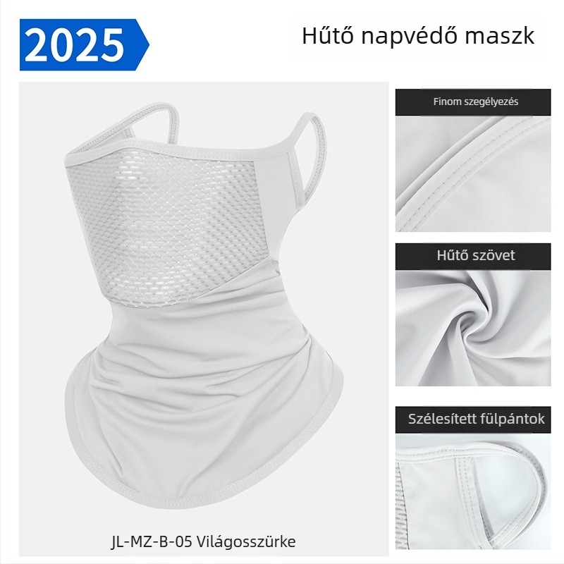 2025 nyári UV-védett kerékpáros maszk, uniszex, légáteresztő, fekete, jégselyem anyag