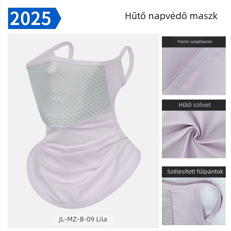 2025 nyári UV-védett kerékpáros maszk, uniszex, légáteresztő, fekete, jégselyem anyag