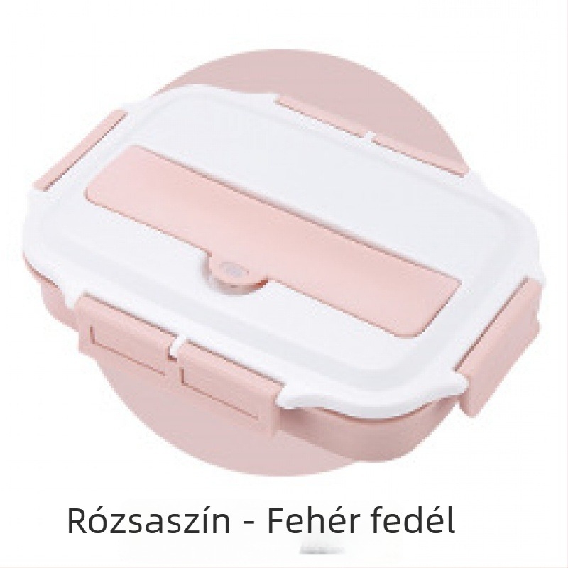 304 rozsdamentes acélból készült iskolai uzsonnás doboz, négyszögletes rekeszekkel, melegen tartja az ételeket