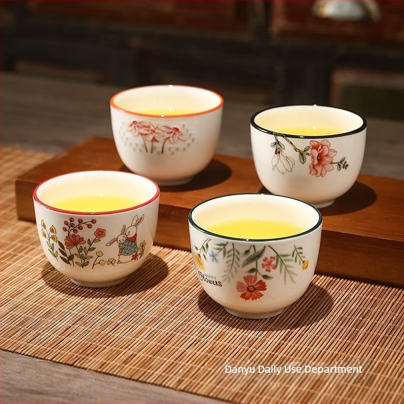 Porcelán teáscsésze háztartási használatra, kis Gongfu-stílusú kínai teáscsésze