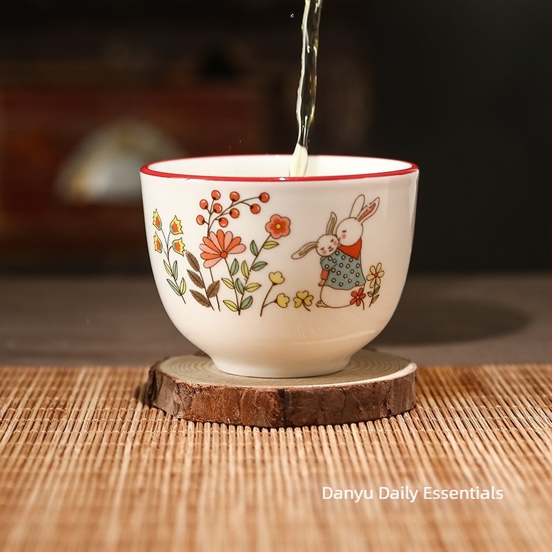 Porcelán teáscsésze háztartási használatra, kis Gongfu-stílusú kínai teáscsésze