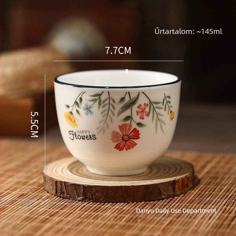 Porcelán teáscsésze háztartási használatra, kis Gongfu-stílusú kínai teáscsésze