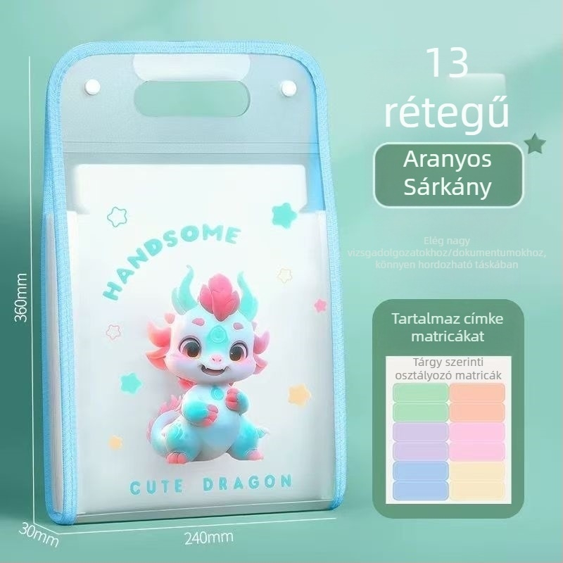 A4-es méretű hordozható akordeon-stílusú dokumentumtároló táska, több rekesz és nagy kapacitás