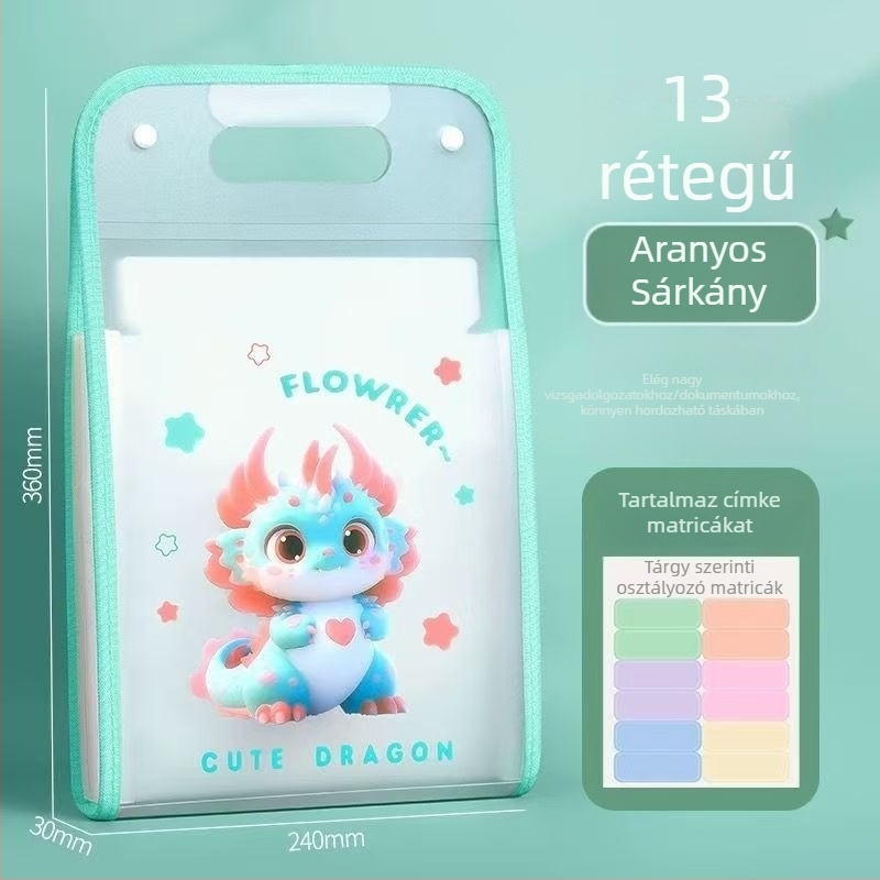 A4-es méretű hordozható akordeon-stílusú dokumentumtároló táska, több rekesz és nagy kapacitás