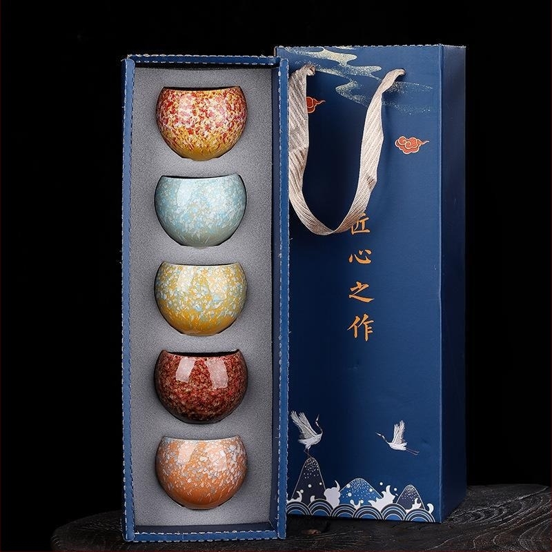 Kemencében égetett kerámia Dragon Egg minta, nem kiöntő Kung Fu teáscsésze, nagy teáscsésze, Tianmu mázas teáskészlet.