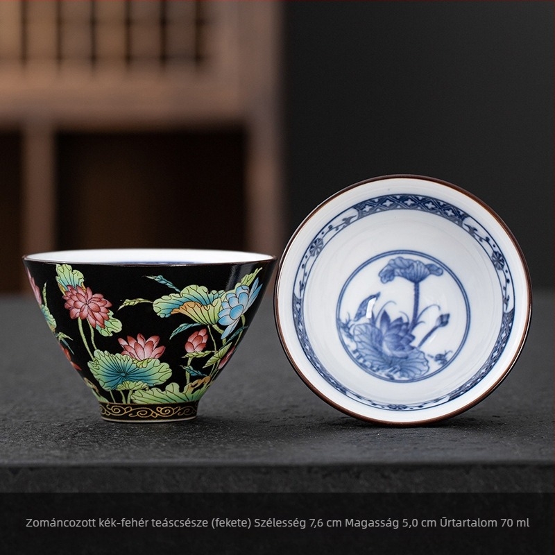 Kloisonné zománccal díszített kerámia teáscsésze, japán stílusú Gongfu tea készlet, nagy teáscsésze ajándék dobozban