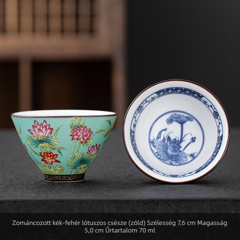 Kloisonné zománccal díszített kerámia teáscsésze, japán stílusú Gongfu tea készlet, nagy teáscsésze ajándék dobozban