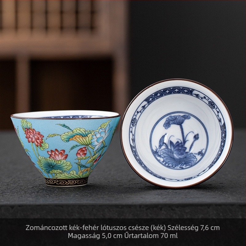 Kloisonné zománccal díszített kerámia teáscsésze, japán stílusú Gongfu tea készlet, nagy teáscsésze ajándék dobozban
