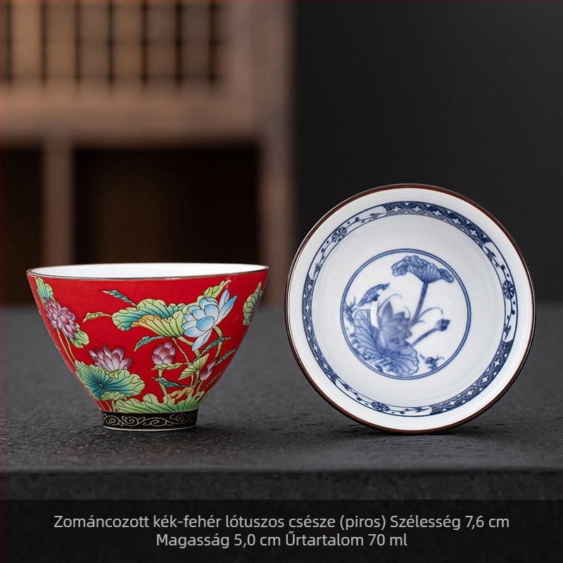 Kloisonné zománccal díszített kerámia teáscsésze, japán stílusú Gongfu tea készlet, nagy teáscsésze ajándék dobozban