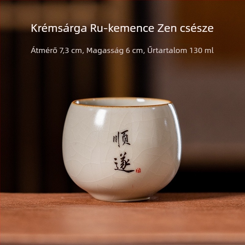 Beige Ru-kiln mesters teáscsésze – egyedi kerámia teáscsésze személyes Gongfu ceremóniára