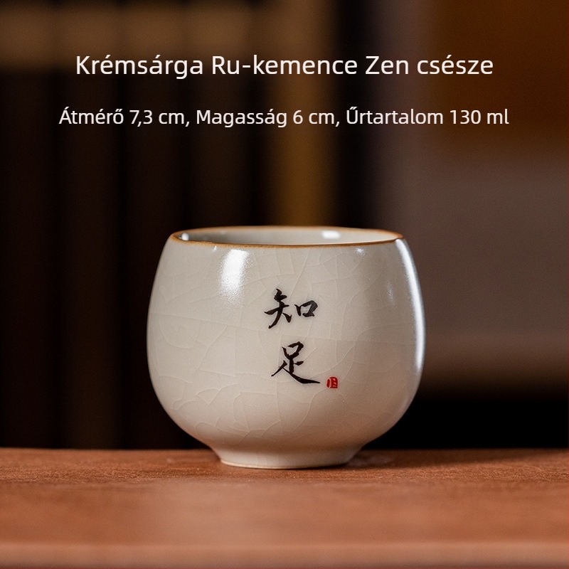 Beige Ru-kiln mesters teáscsésze – egyedi kerámia teáscsésze személyes Gongfu ceremóniára