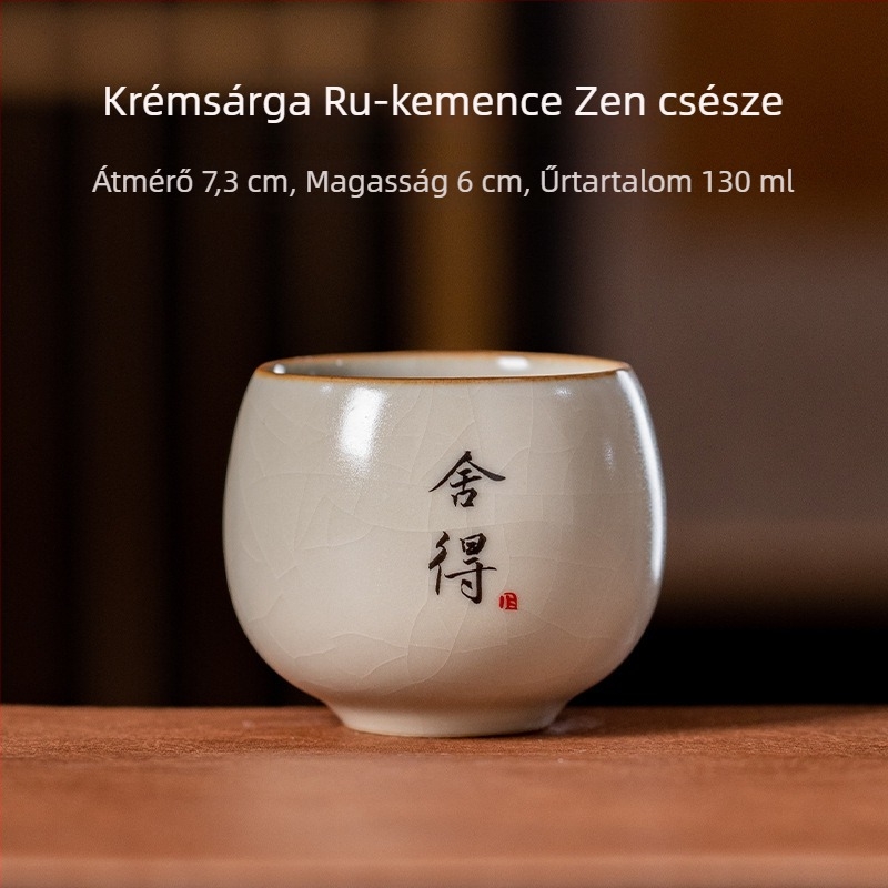 Beige Ru-kiln mesters teáscsésze – egyedi kerámia teáscsésze személyes Gongfu ceremóniára