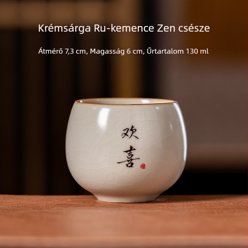 Beige Ru-kiln mesters teáscsésze – egyedi kerámia teáscsésze személyes Gongfu ceremóniára