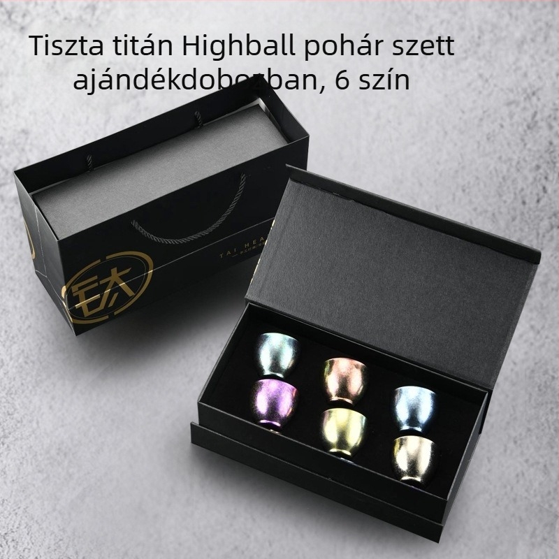 Tiszta titánból készült pohárkészlet borhoz, szakéhoz és teához – dupla falú szigetelt poharak, kóstoló pohár, mester pohár, tea szolgálat, üzleti ajándék