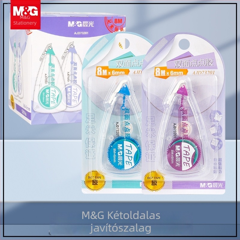Kétoldalas korrektor-szalag, 6 mm, átlátszó, 8 m hosszú, iskolai és irodai használatra, foltot nem hagy