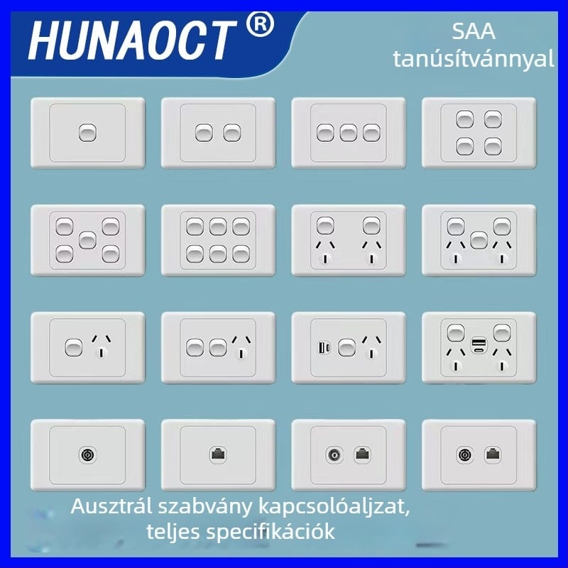Ausztrál szabvány 118-as típusú kapcsoló- és aljzat panel, SAA tanúsítvány, kültéri lakókocsi csatlakozó
