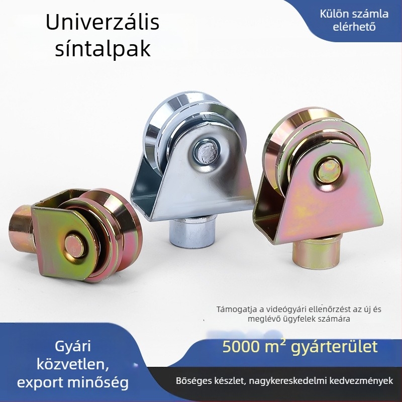 Universális görgők sínes ajtókhoz, vezető görgők acélsodronyhoz, sarokvas görgők, görgők csúszóajtókhoz
