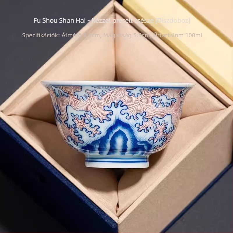 Kézzel készített porcelán teáscsésze összetett lótusz motívummal, személyes használatra, magas minőségű