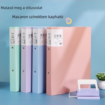 A4-es méretű kétlyukas O-típusú mappa – dokumentumokhoz, színes, minimalist jegyzetfüzet-tartó