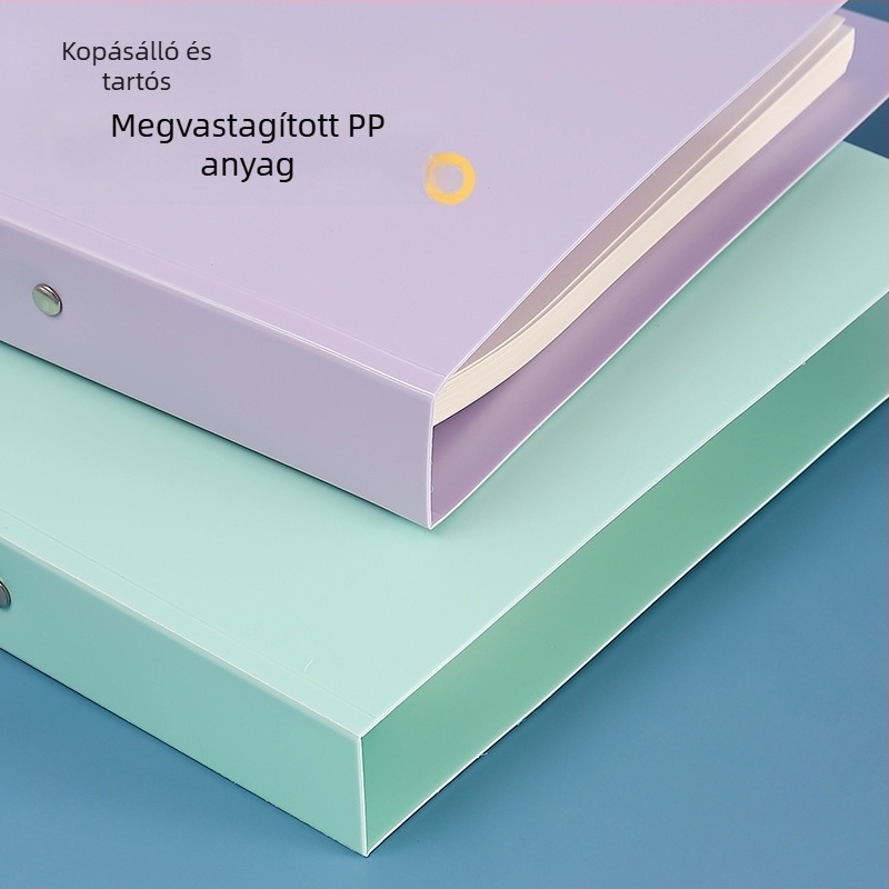 A4-es méretű kétlyukas O-típusú mappa – dokumentumokhoz, színes, minimalist jegyzetfüzet-tartó
