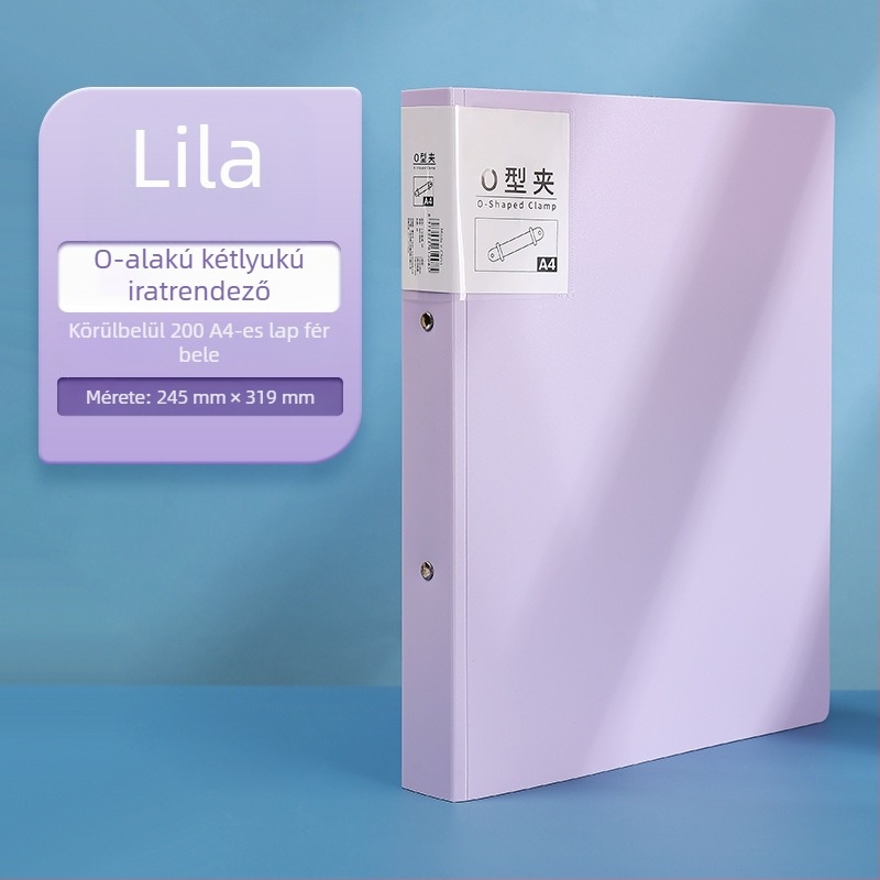 A4-es méretű kétlyukas O-típusú mappa – dokumentumokhoz, színes, minimalist jegyzetfüzet-tartó