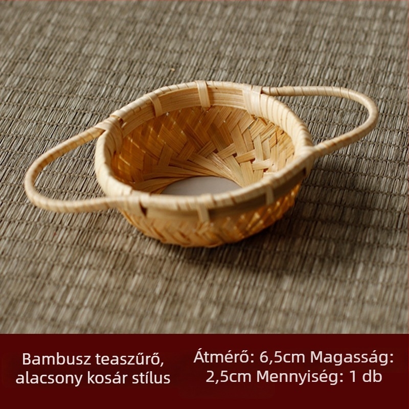 Rattanból szőtt teafilter, hálós szűrővel Kung Fu teáskészlethez