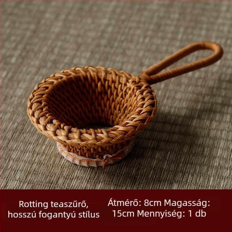 Rattanból szőtt teafilter, hálós szűrővel Kung Fu teáskészlethez