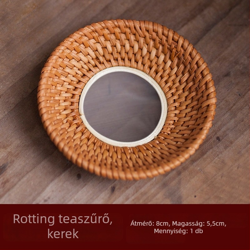 Rattanból szőtt teafilter, hálós szűrővel Kung Fu teáskészlethez