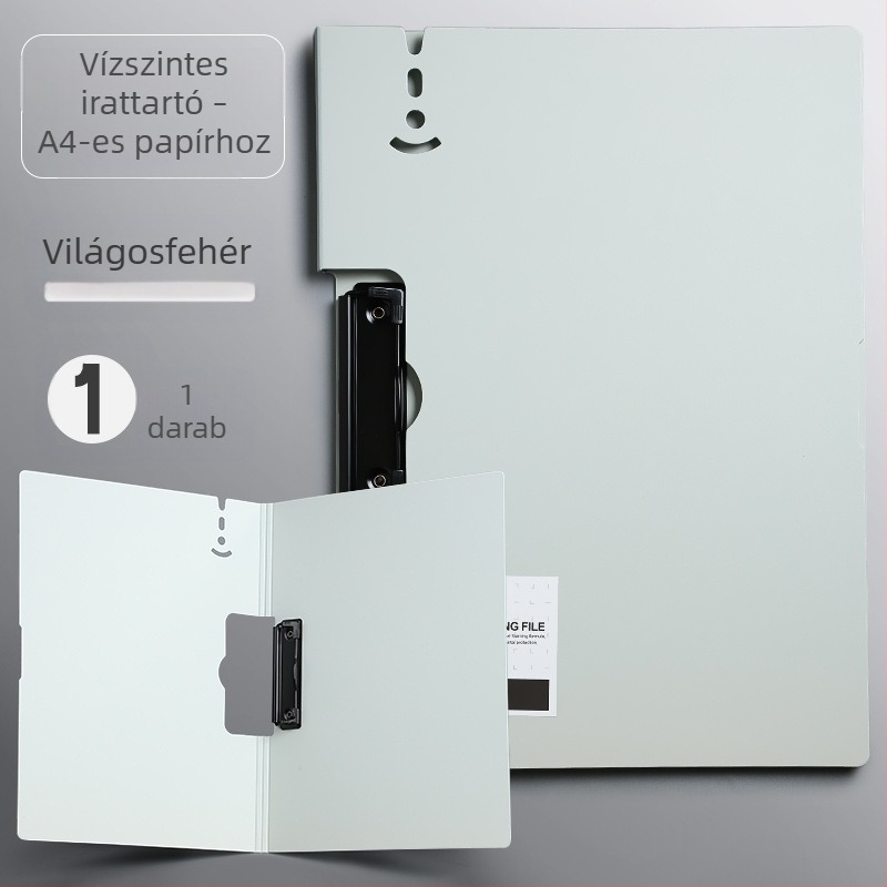 Műanyag iratgyűjtő klipszes, A4 méretű, diákoknak, vizsgadolgozatokhoz és szerződésekhez
