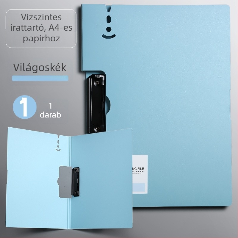 Műanyag iratgyűjtő klipszes, A4 méretű, diákoknak, vizsgadolgozatokhoz és szerződésekhez