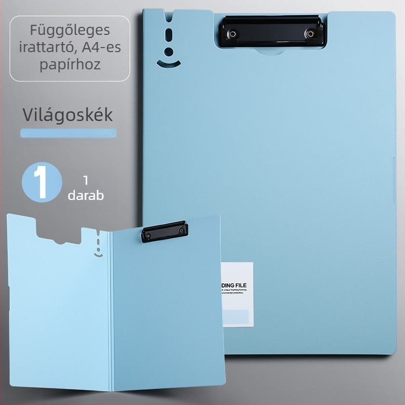 Műanyag iratgyűjtő klipszes, A4 méretű, diákoknak, vizsgadolgozatokhoz és szerződésekhez