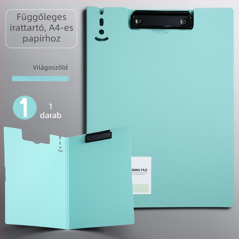 Műanyag iratgyűjtő klipszes, A4 méretű, diákoknak, vizsgadolgozatokhoz és szerződésekhez