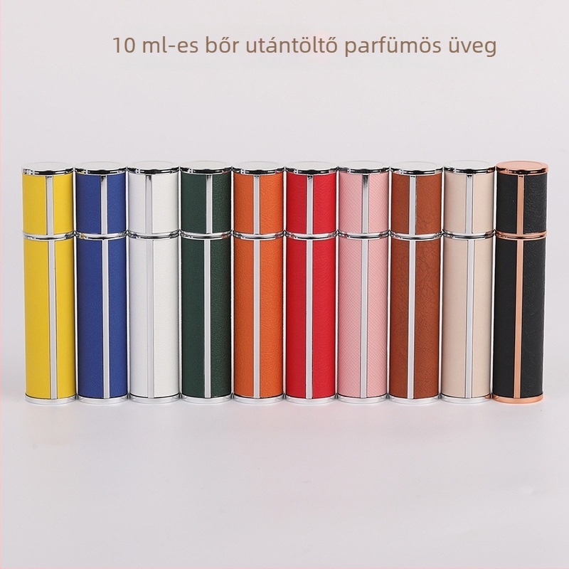 10 ml parfümös üveg utazáshoz, bőrhatású, elegáns, hordozható illatminta kozmetikumokhoz sprayfejjel