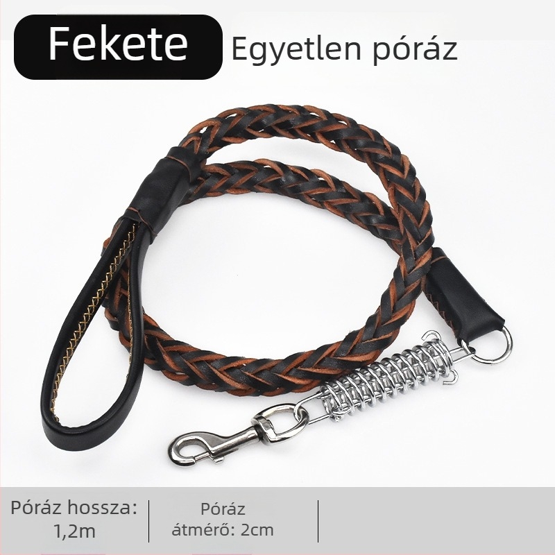 Közepes és nagy testű kutyák számára bőrpóráz borjúbőrből – Golden Retriever és Németjuhász számára, robbanásbiztos sétapóráz és nyakörv