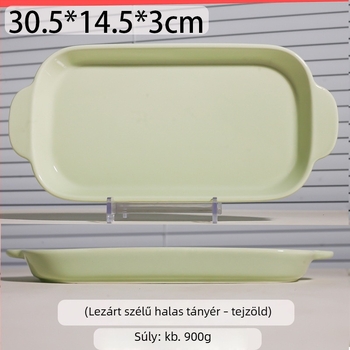 Krémszínű porcelán téglalap alakú tál dupla fogantyúval, alkalmas sütéshez, desszertekhez és harapnivalókhoz