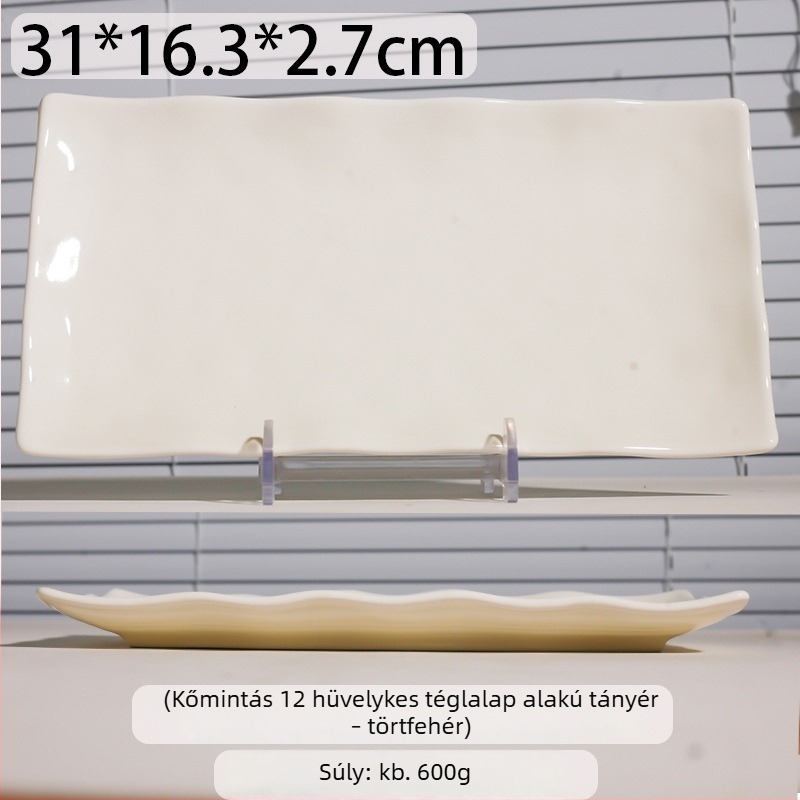 Krémszínű porcelán téglalap alakú tál dupla fogantyúval, alkalmas sütéshez, desszertekhez és harapnivalókhoz
