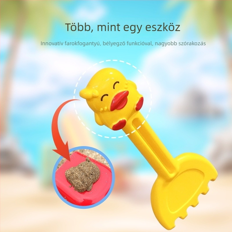 Gyerekeknek szóló strandjáték készlet: homokozókanálak, kiskocsi homokórával és nyári homokozó eszközök