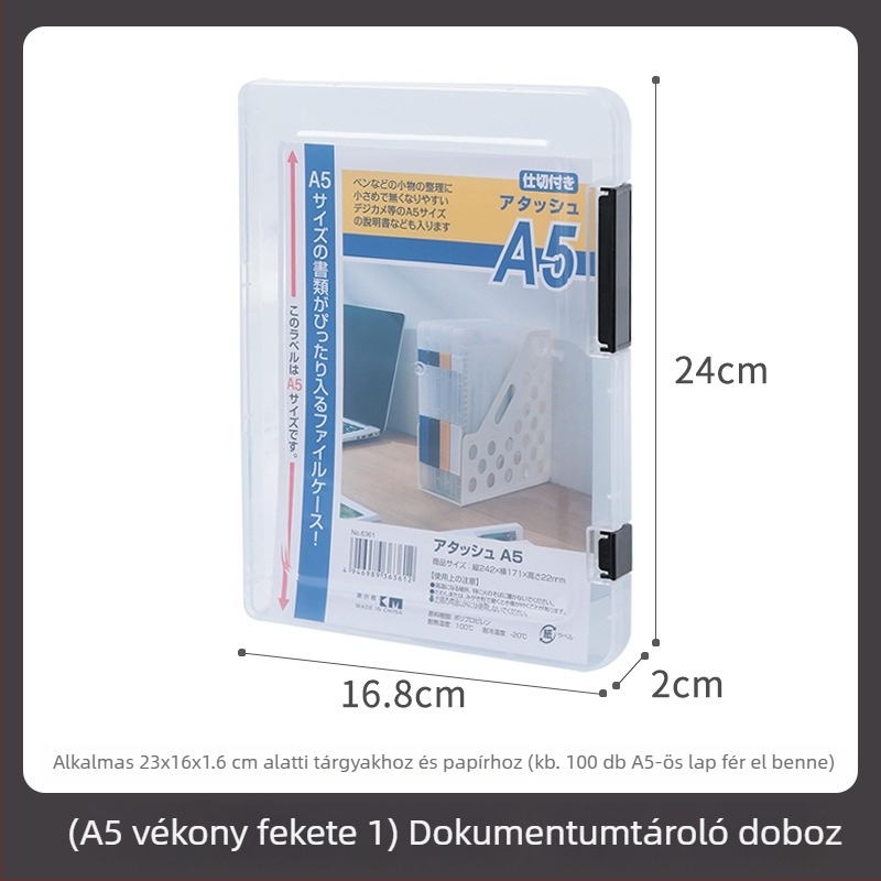 A4-es fájlbox, asztali tároló doboz fedéllel, A5-ös nyugta rendező, dokumentumok és bizonyítványok tárolója
