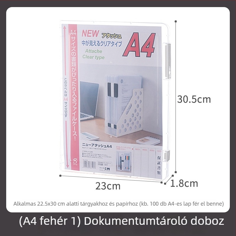 A4-es fájlbox, asztali tároló doboz fedéllel, A5-ös nyugta rendező, dokumentumok és bizonyítványok tárolója