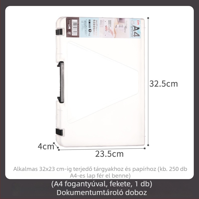 A4-es fájlbox, asztali tároló doboz fedéllel, A5-ös nyugta rendező, dokumentumok és bizonyítványok tárolója