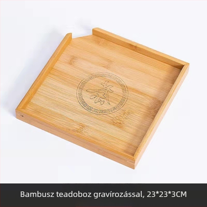 Bambusz teás doboz és tálkészlet Pu'er teához, kóstoló dobozokkal, teás tálcákkal, nyitók és teás késekkel