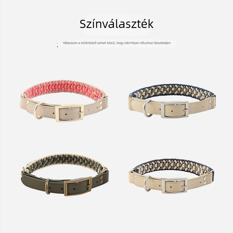 Kézzel szőtt nylon nyakörv és póráz közepes és nagy testű kutyáknak