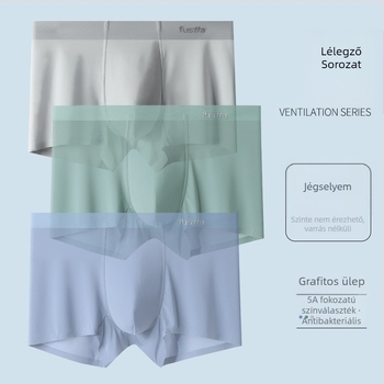 Férfi seamless grafén boxeralsó, lélegző, egyszínű, középmagas derekú