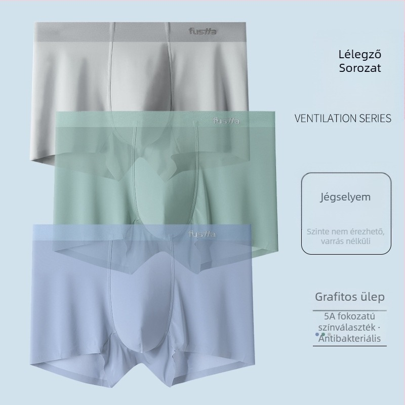 Férfi seamless grafén boxeralsó, lélegző, egyszínű, középmagas derekú