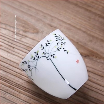Nagy méretű kézzel festett kerámia teáscsésze, kínai stílusú teáskészlet, fehér porcelán, egy személyes teázáshoz, ajándék pohár, nagykereskedelem