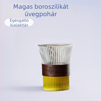 Vastagított függőleges csíkos japán stílusú teáskészlet üveg teáscsészékkel, égésbiztos, külön álló üvegcsészék, otthoni használatra