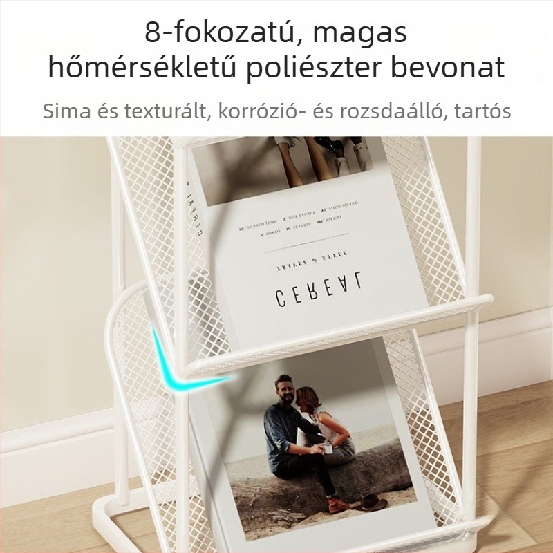 Hat szintes magazin- és brosúra bemutató állvány könyvek és újságok tárolására, irodai használatra